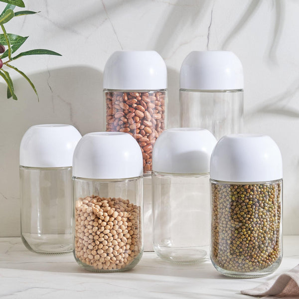 Set of 6 Glass Storage Jars - 600 ml