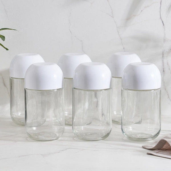Set of 6 Glass Storage Jars - 600 ml