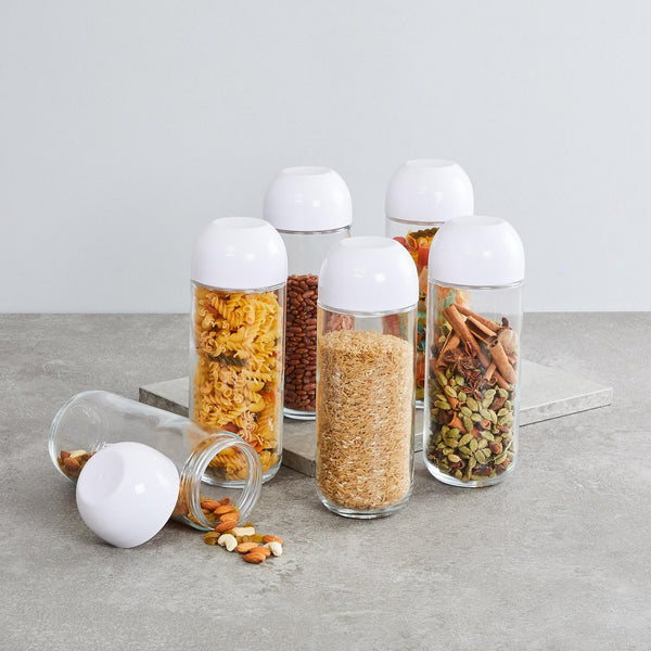 Set of 6 Glass Storage Jars -1L