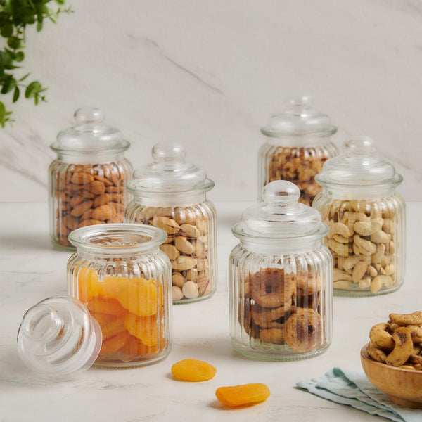 Set of 6 Glass Storage Jars - 250ml