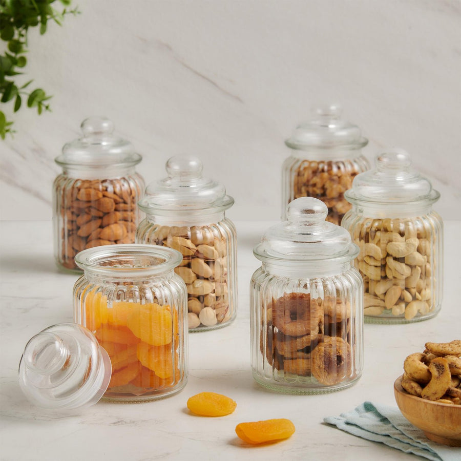 Set of 6 Glass Storage Jars - 250ml