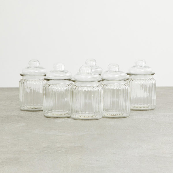 Set of 6 Glass Storage Jars - 250ml