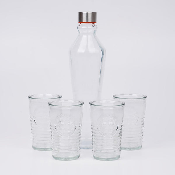 5Pcs Glass Bottle and Tumbler Set