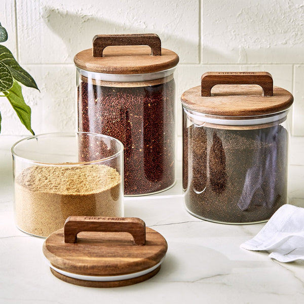 Glass Jar with Acacia Wood Lid - 600ml