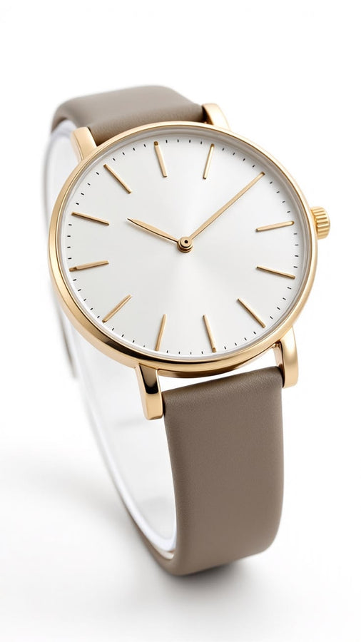 Women's Elegant Minimalist Analog Watch | Premium Leather Strap & Gold Case