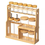 Premium  with Bamboo Rack | Kitchen Seasoning Organizer with Oil Dispenser Bottles