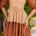 Brown Whisper Color Block Dress
