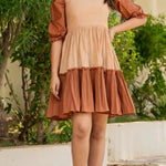 Brown Whisper Color Block Dress