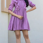 Puce Cotton Mini Dress