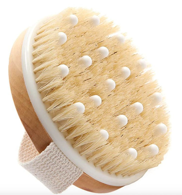 Body brush with massage nodules