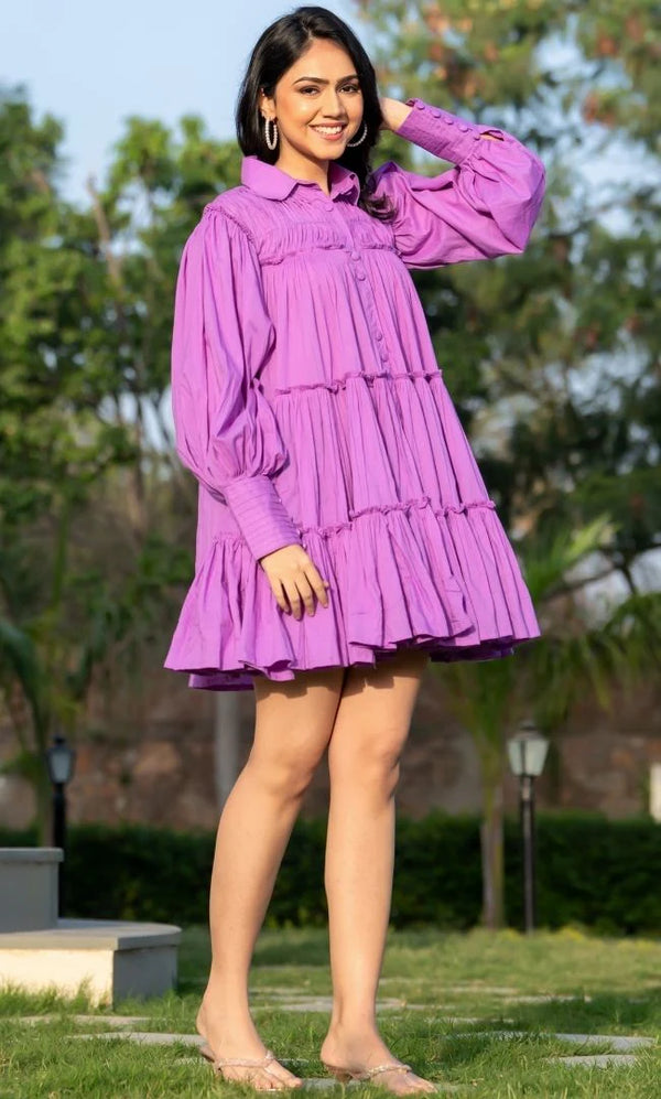 French Violet Tired Mini Dress