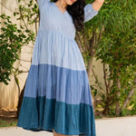 Blue Color Block Dress
