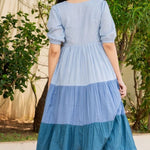 Blue Color Block Dress