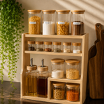 Premium  with Bamboo Rack | Kitchen Seasoning Organizer with Oil Dispenser Bottles