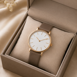 Women's Elegant Minimalist Analog Watch | Premium Leather Strap & Gold Case