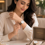 Women's Elegant Minimalist Analog Watch | Premium Leather Strap & Gold Case