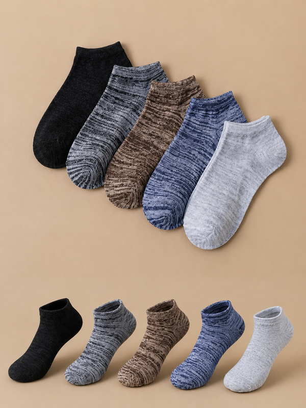 Pack of 5 Men's Premium Cotton Ankle Socks | Breathable & Comfortable Everyday Wear