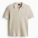 Men's Premium Ribbed Knit Polo T-Shirt | Casual Short Sleeve Textured Polo Top