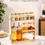 Premium  with Bamboo Rack | Kitchen Seasoning Organizer with Oil Dispenser Bottles